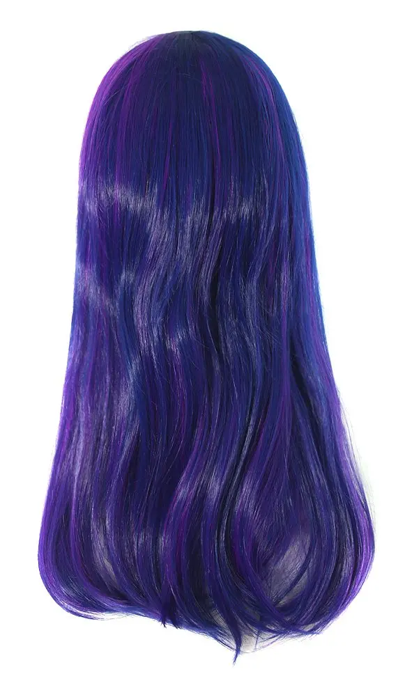 Side-Swept Bangs Fashionable Long Wavy Hair Cosplay Wig Purple-Pink Ombre Synthetic Fiber Heat-Resistant Wig