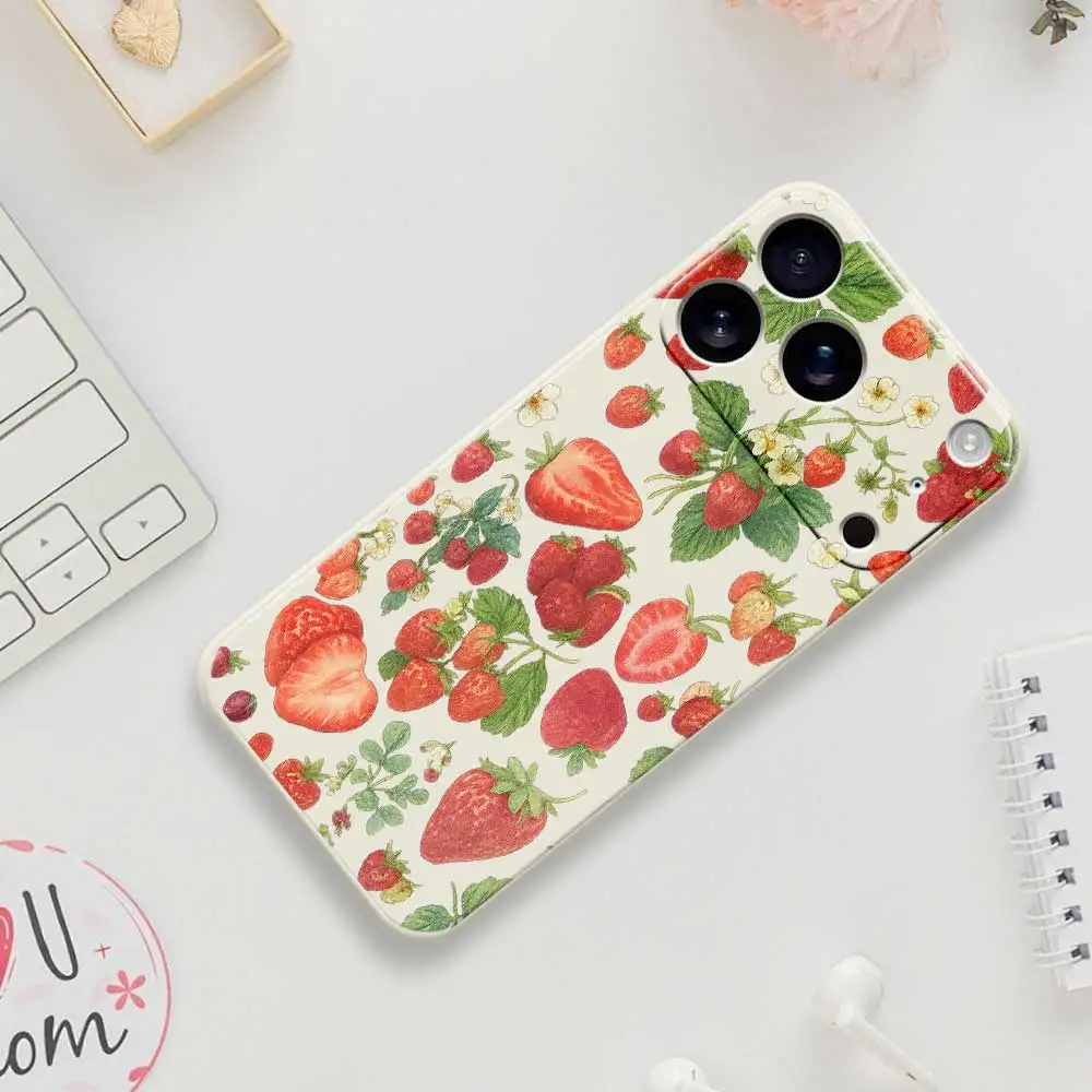 Custodia per telefono modello fragola per iPhone 17 Pro Max 17 Air 16 15 14 13 12 11 Pro Max XS Max 7 8 Plus 16e 16 15 Plus Cover Coque