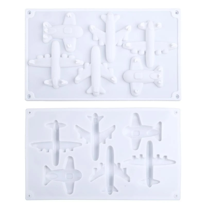 F19B 5 Cavity Aircraft Silicone Mold Fondant Mousse Cake Mould Chocolate Decorating Sugarcraft Paste Baking Tool