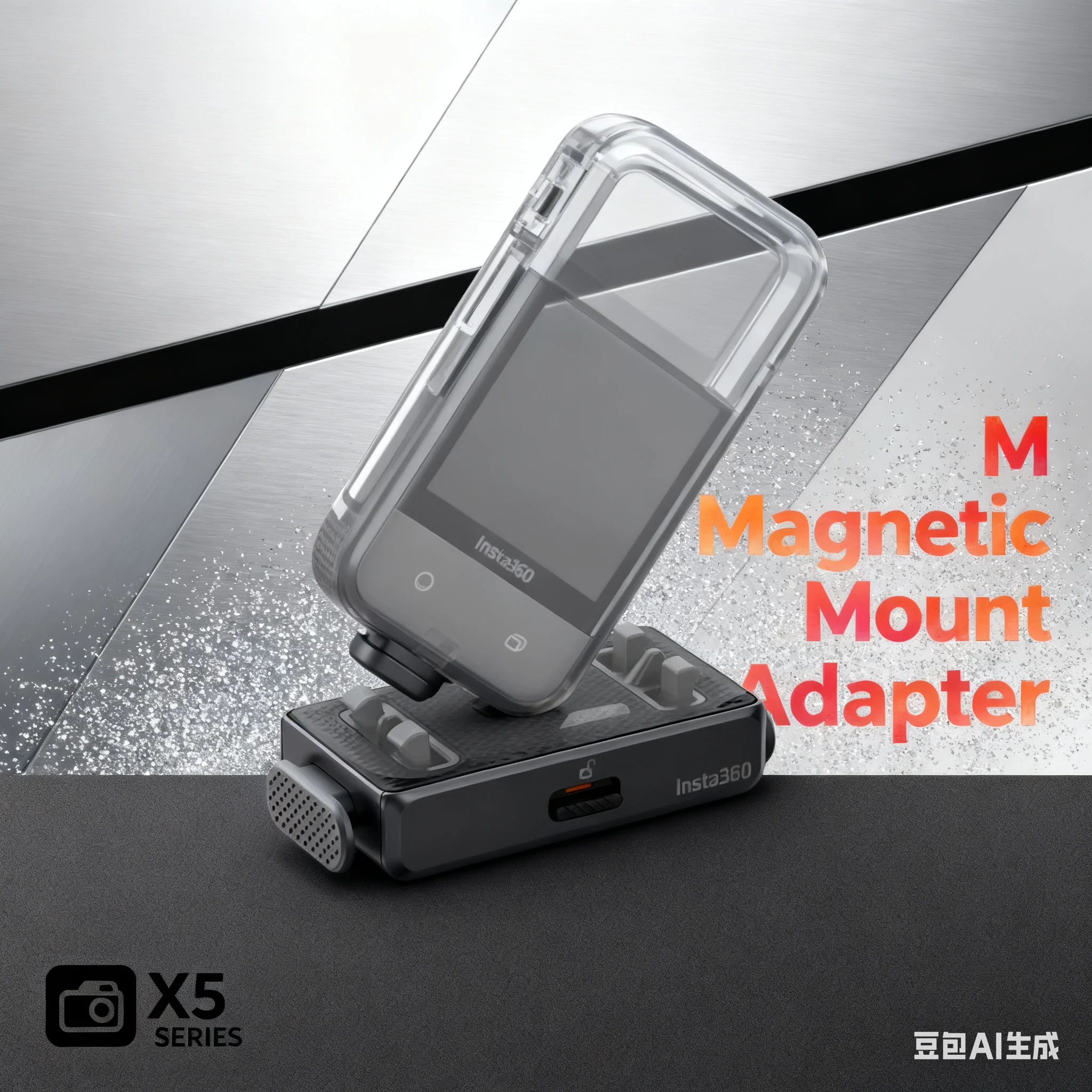 Magnetic Quick Release Mount for Insta360 X5 - Precision Fit, 48% Thinner & Lighter, 1/4" Screw