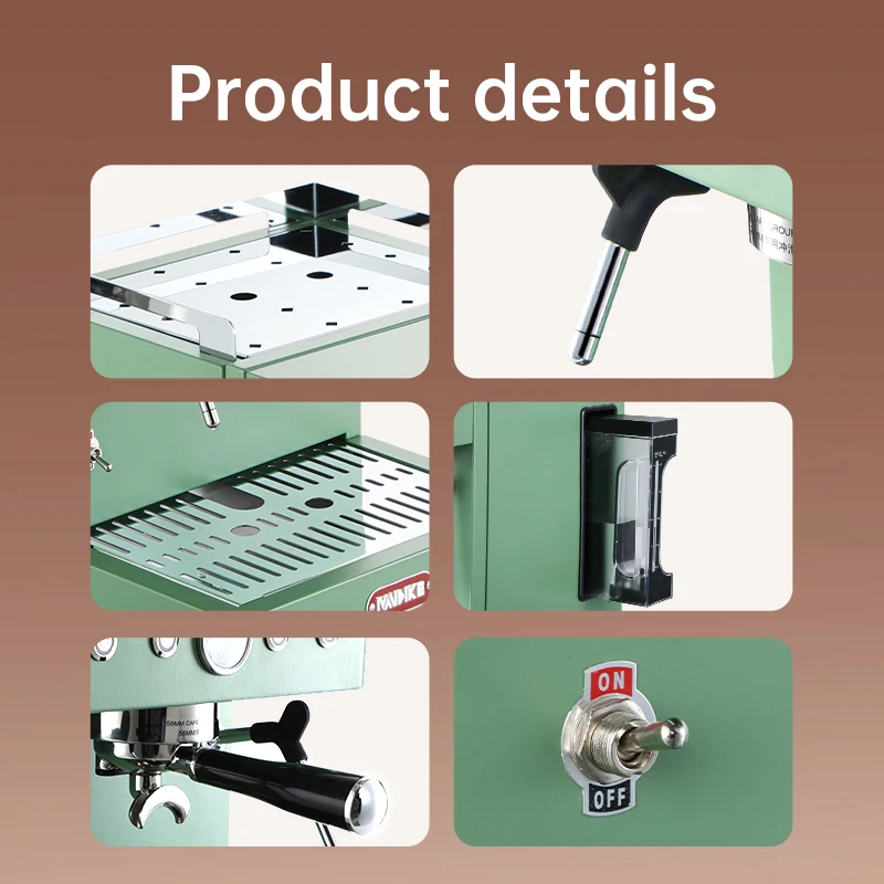 1600W Electric Espresso Coffee Maker With High Pressure Pump Single Brewing 1.5 Liter Large Capacity For Baristas