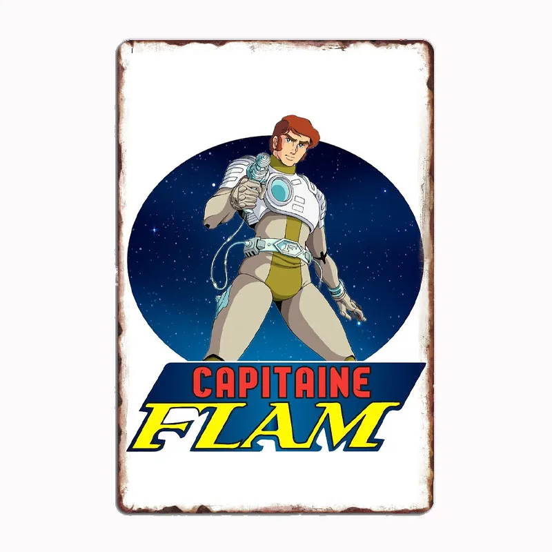 Capitaine Flam Captain Future Metal Sign Poster Garage Room Decor Automobile Club Custom Tin Vintage Home Decor