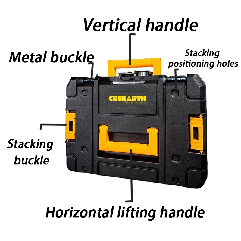 Cassetta degli attrezzi impilabile 1 pz Custodia rigida in plastica grande Cassetta degli attrezzi Cassetta degli attrezzi portatile sicura Valigia Cassette degli attrezzi per garage con costruzione resistente