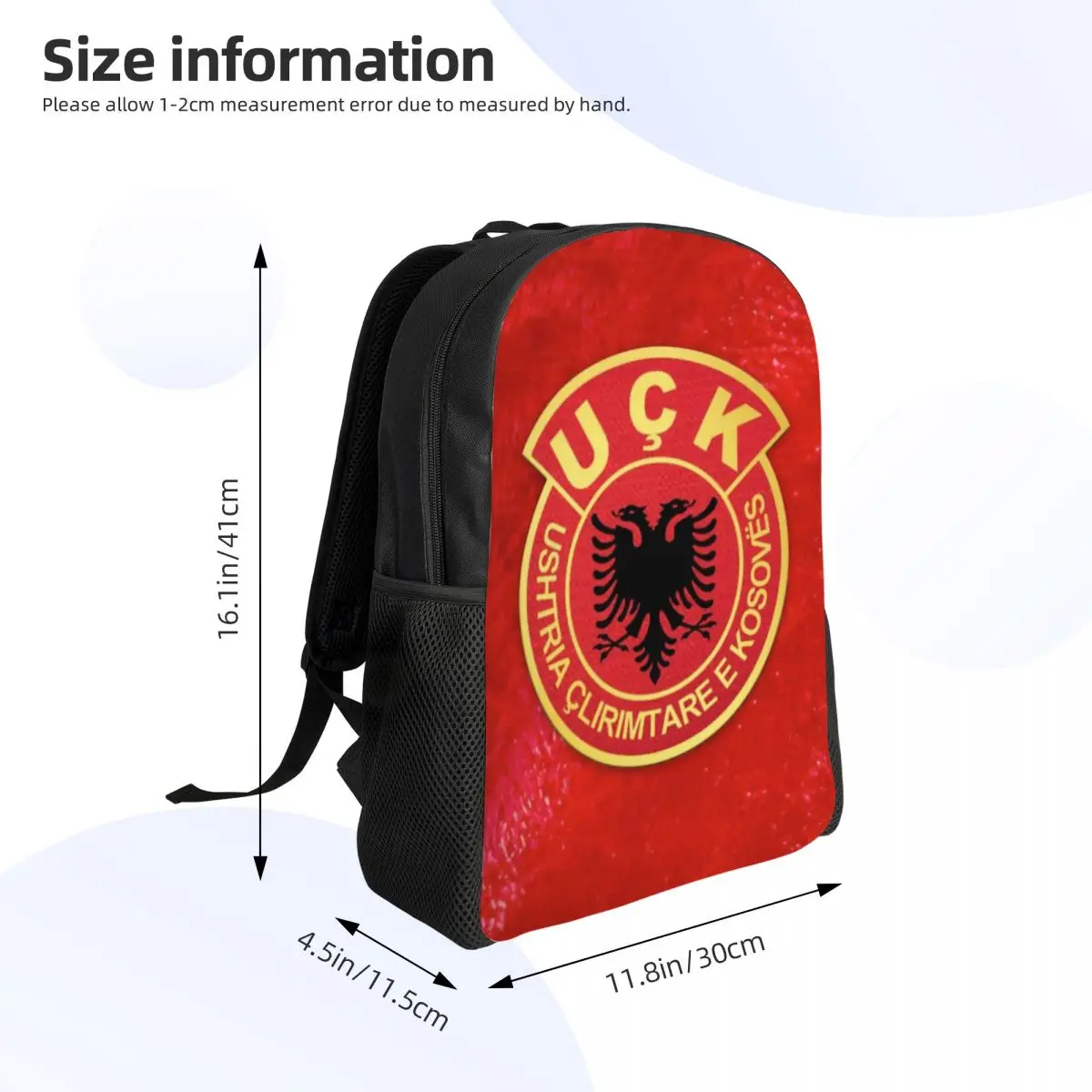 Kosovo Liberation Army UCK Backpacks for Men Women Water Resistant School College Old Albania Flag Eagle Bag Print Bookbags