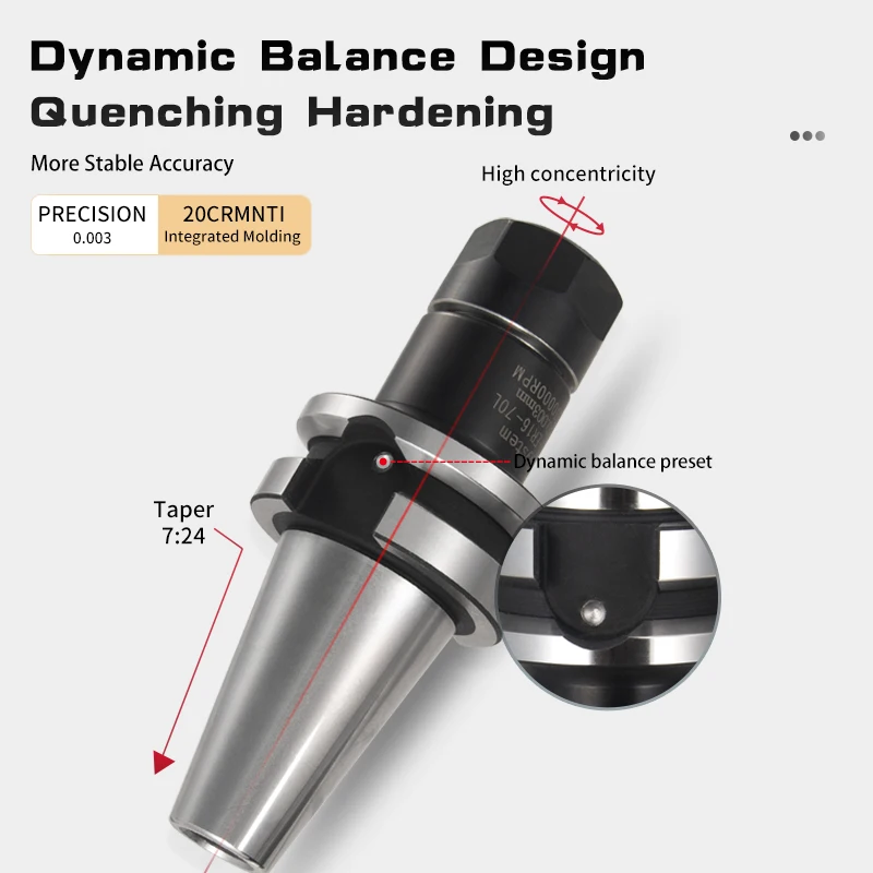 BT30 BT40 ER portautensili con bilanciamento dinamico 0.003 portautensili per fresatura ad alta precisione centro di lavoro CNC ER16 ER20 ER25 ER32