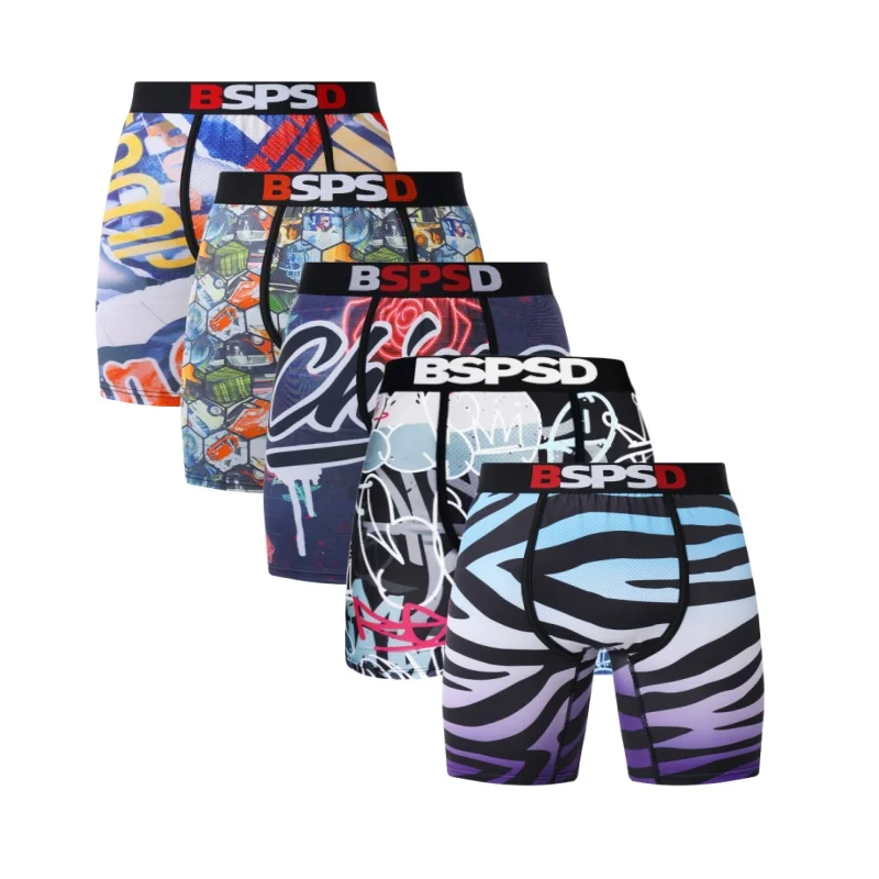 5 قطعة الرجال الملابس الداخلية الملاكمين مثير تنفس رجل boxershort جذوع حجم كبير رجل السباحة السروال الرجال سراويل الملاكمين ملخصات #6