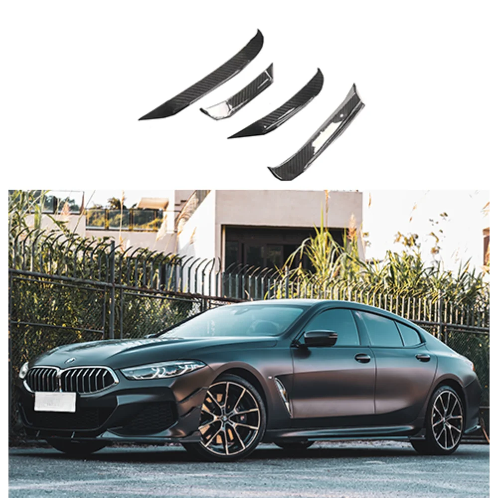 Real Dry Carbon Fiber Car Front Bumper Wind knife Splitter Spoiler Canard Air Knife Surround Trim  For BMW 8 Series G16