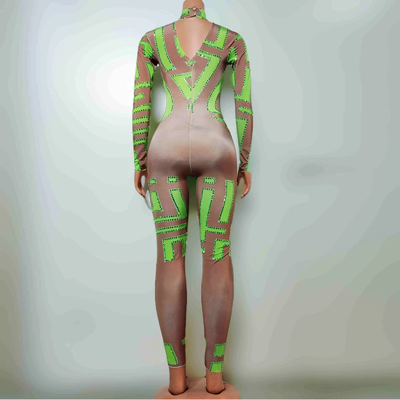 Gogo Dancer Clothing Green Bodysuit Women Nightcluba Bar Performance Dancewear Festival Party Show Outfit Female Jumpsuit