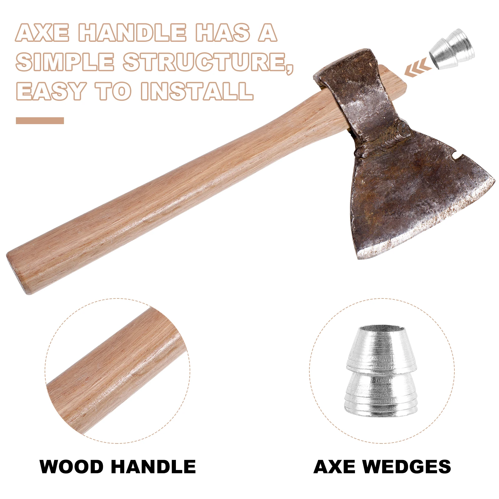 

Axe Handle Set Camping Accessories Tool Replacements with Wedge Practical Wood Grip