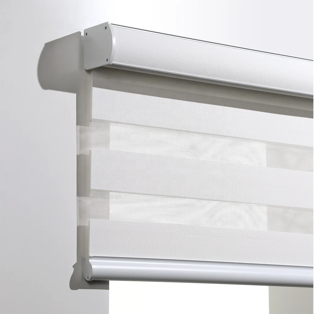 

Day And Night Indoor Double Layer Zebra Roller Blinds Motorized Smart Electric Wifi Dual Layer Window Zebra Shade