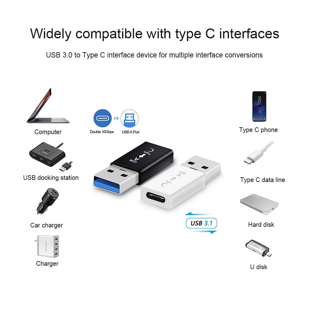 ใหม่ประเภท C USB 3.0อะแดปเตอร์ Fast แบบพกพาประเภท C ชาร์จข้อมูลอะแดปเตอร์แปลงสายสำหรับโทรศัพท์สมาร์ท PC คอมพิวเตอร์
