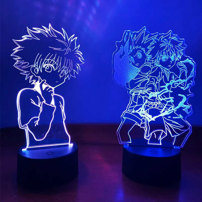 โคมไฟ LED 3D ลายการ์ตูน killua Hunter X Hunter killua HXH ไฟ LED กลางคืนของขวัญไฟนีออนอะคริลิคน่ารักตกแต่งห้องนอนเด็ก