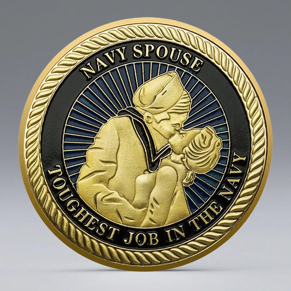 U.S. Toughest Job in The Navy Gold-Plated Collection Coin Navy Spouse Souvenir Coin Home Decoration