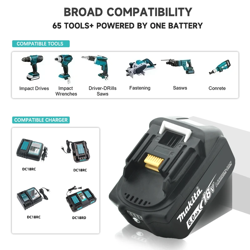 BL1850 para makita 18v 6ah batería original bl1830 bl1860 bl1850B baterías de herramientas compatibles Makita de 18 voltios