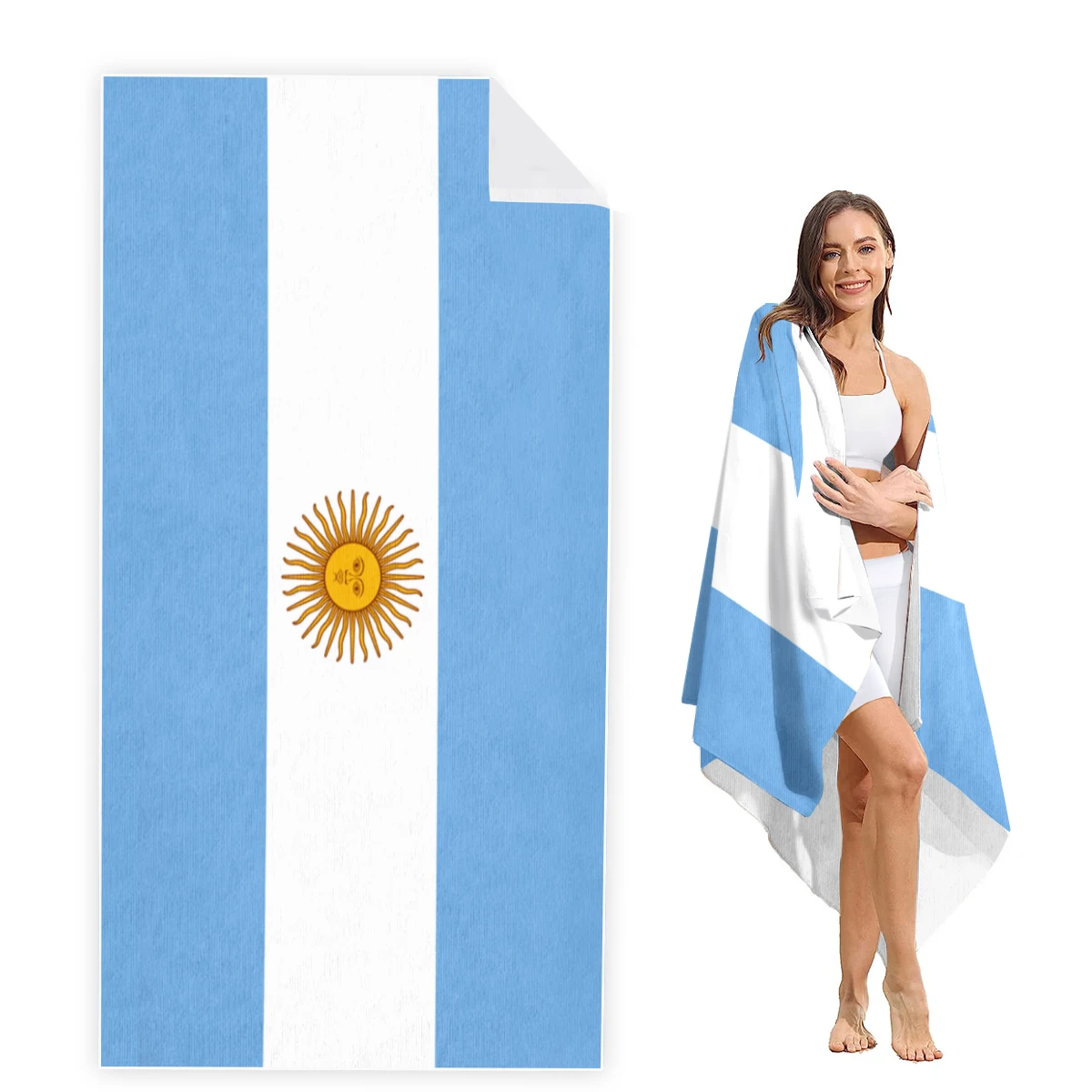 

Argentina Beach Towel Oversized, Super Absorbent Sand Free Thick Microfiber Beach Towel,Beach Towels for Kids,Men,Women