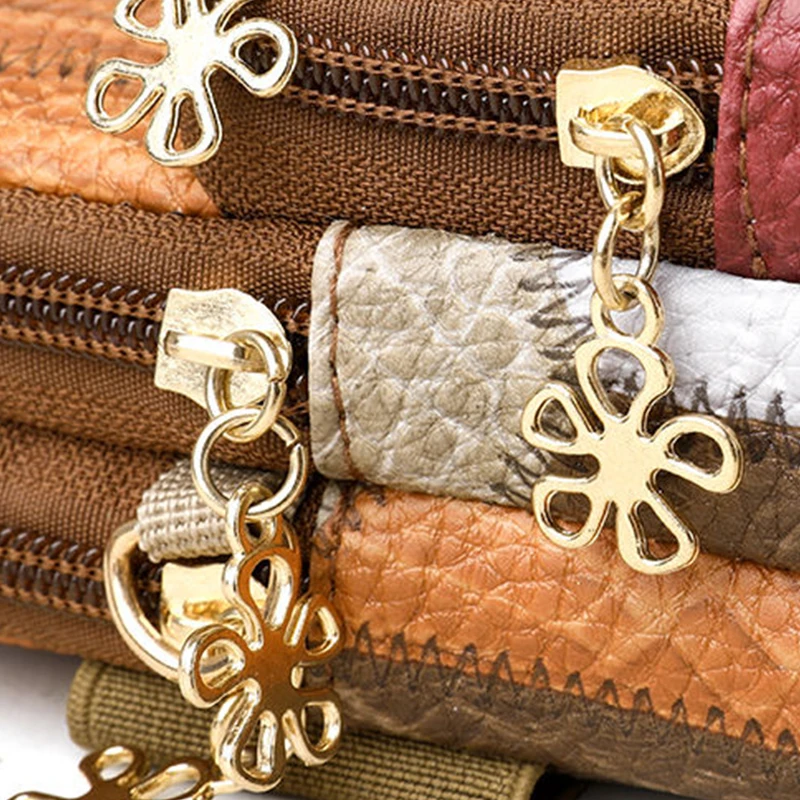 Trendige Patchwork-Umhängetasche mit Rautenmuster, lässige Umhängetasche mit mehreren Reißverschlüssen für Damen zum täglichen Einkaufen und Pendeln – Detail 5
