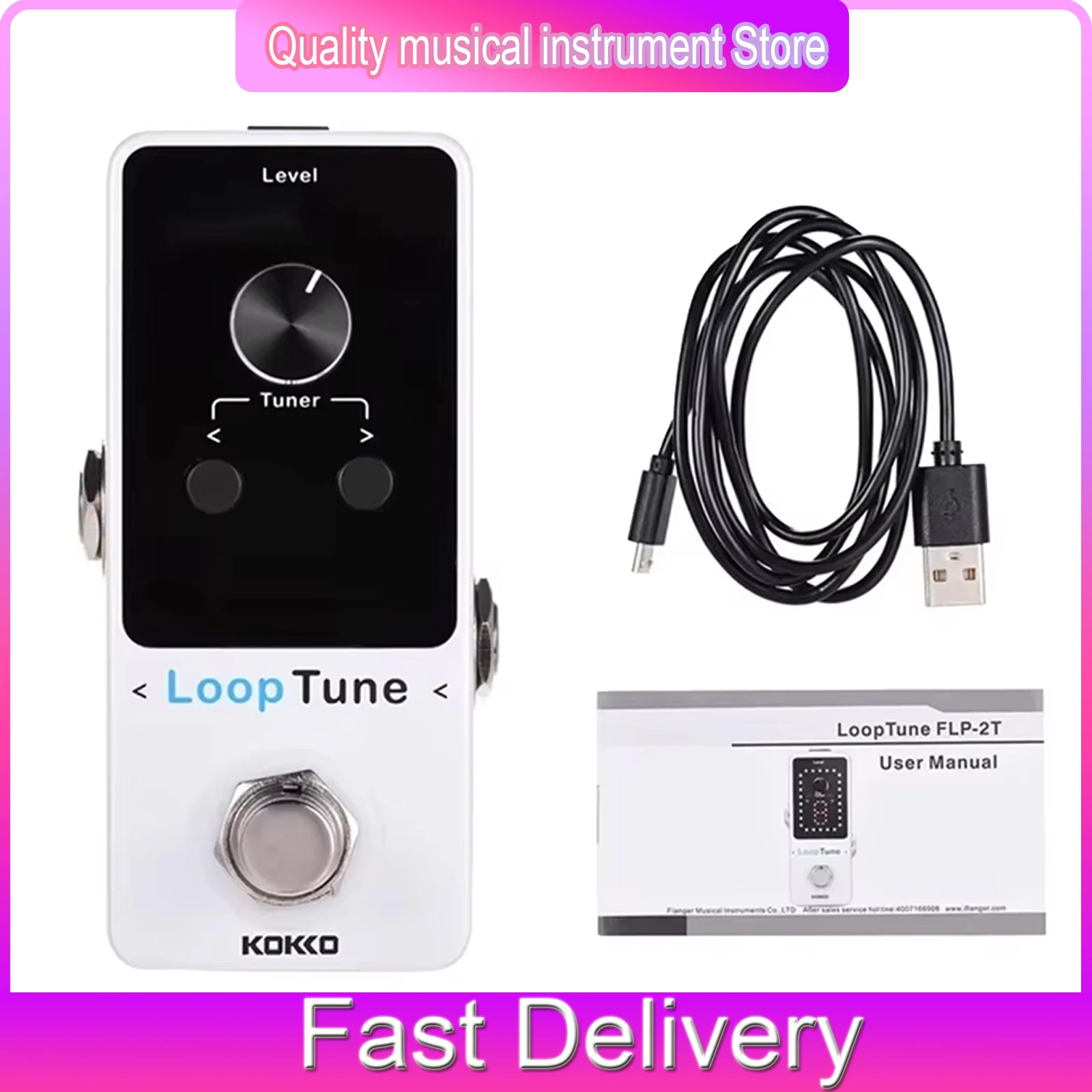 pedale-d'effet-pour-guitare-electrique-kokko-flp-2t-pedale-d'effet-de-boucle-avec-accordeur-integre-looper-d'enregistrement-au-sol-accessoires-pour-guitare