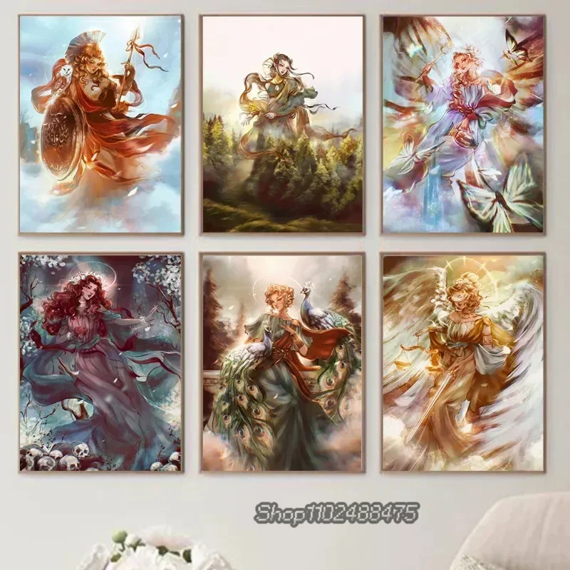 الآلهة اليونانية القديمة المشارك مجردة الفني قماش اللوحة هيستيا هيرا أثينا ديميتر اليونانية صور فنية للجدران ديكور المنزل