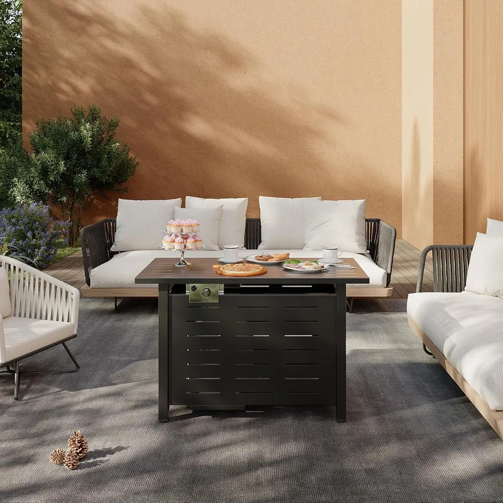 40 Inch Outdoor Propane Fire Pit Table 50,000 BTU with Lava Rocks and Cover