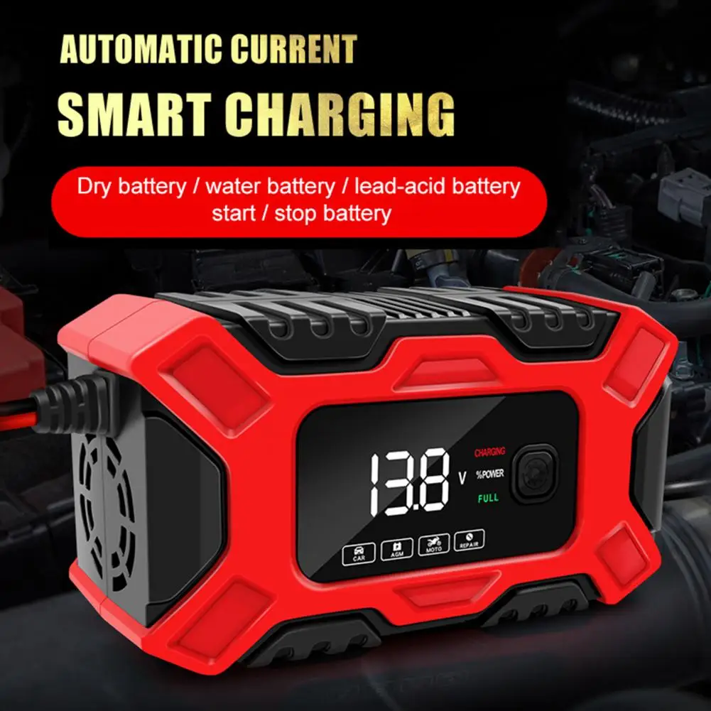 12V Car Battery Charger LCD Intelligent Detection Pulse Repair Smart Fast Charge Auto Motorcycle Battery Charger Car Accessories