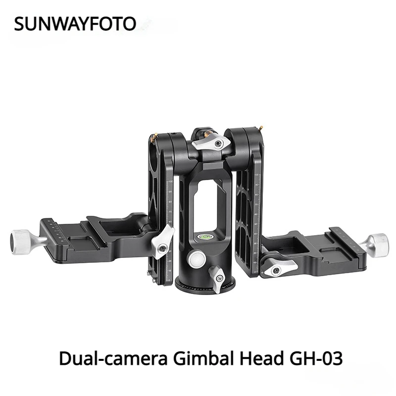 SUNWAYFOTO  Dual-camera Gimbal Head  QR Plate camera Aluminum For Heavy Telephoto Lenses Camera GH-03