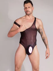 Body transparente ultrafino para hombre, elástico ajustado leotardo, cómodo y transpirable, Sexy, aceite brillante, Unisex