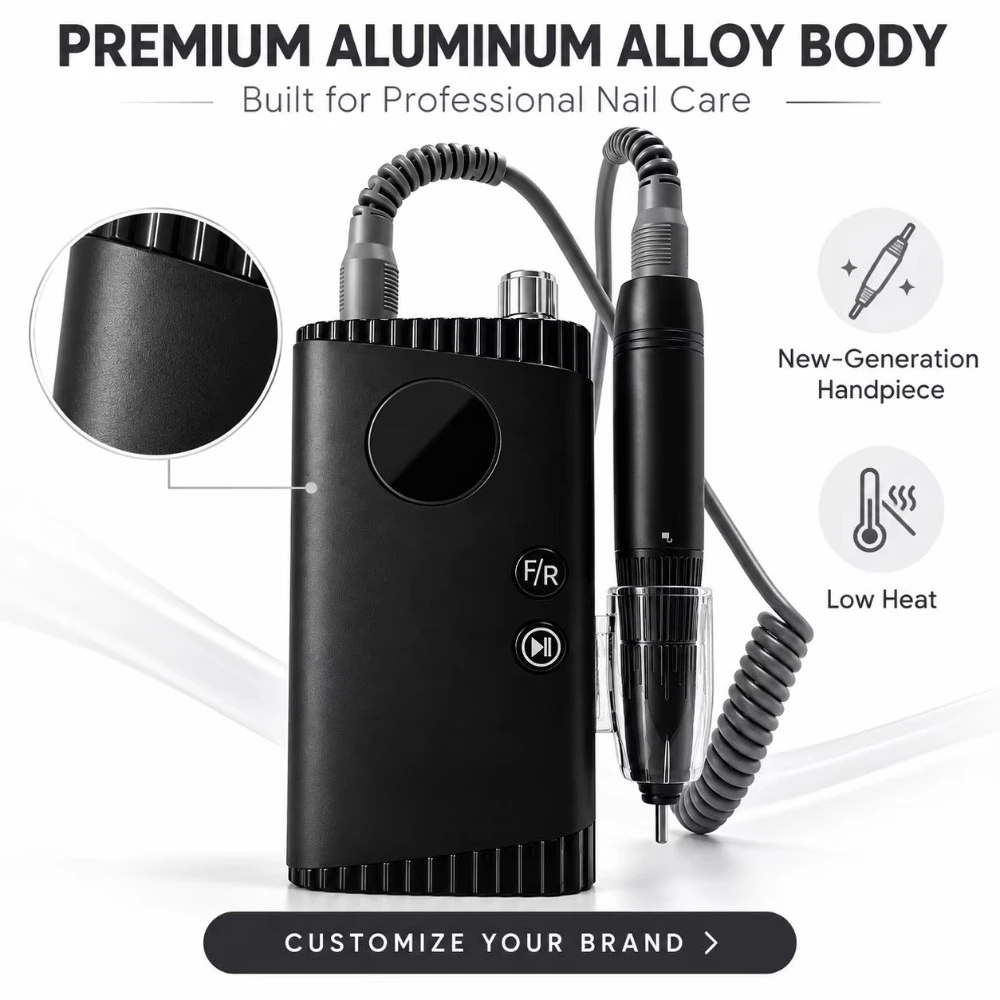 Professional Nail Drill Machine 35000RPM Portable Electric Nail File Rechargeable Nail Polisher for Salon Manicure