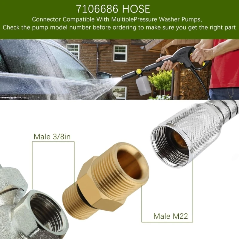 

Quickly Brass Adapter For High Pressures Systems M 22 Female Hose To 3/8Inch Outlet Leak Prevention Design