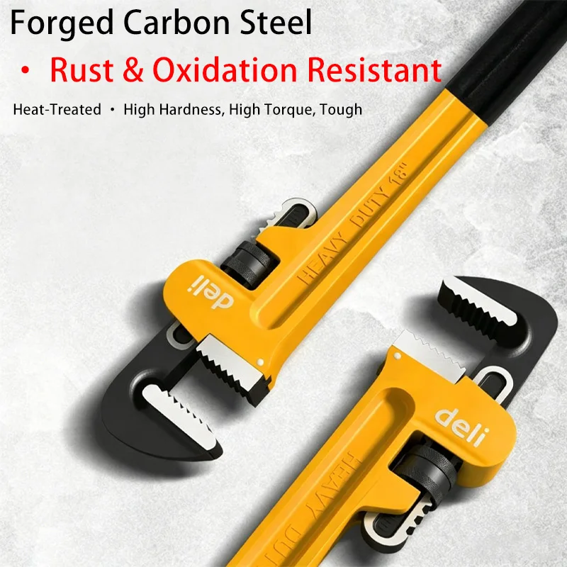 Heavy Duty Pipe Wrench 10 12 14 Inch Plumber Wrench Ductile Iron Forged Plumbing Gas Line Well Pump HVAC Repair Hand Tool