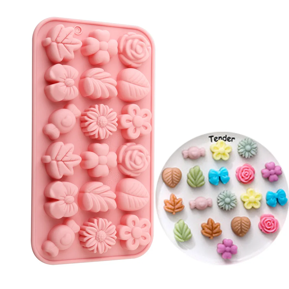 1 Pack of Silicone Chocolate Candy Molds, Various Flower and Leaf Shapes, Cute Candy Cake Molds, Decorative Tools, DIY Pudding Cookie Molds image 3