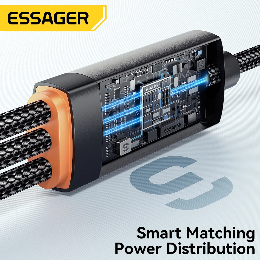 Essager 100W 3 w 1 Kabel ładujący USB C do Apple iWatch iPhone z podświetleniem typu C Kabel do wielu ładowania Magnetyczny zegarek do ładowania — zdjęcie produktu 3