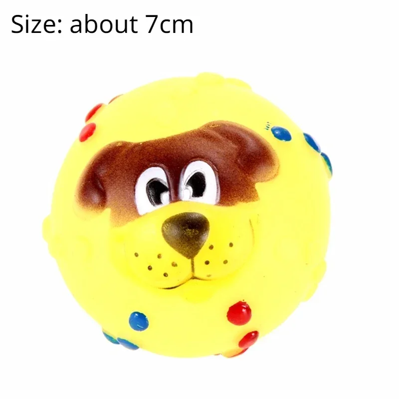 Squeaky Toys Dog Ball Rubber Chew Toy Interactive Pet Dog Face Sound Squeaker