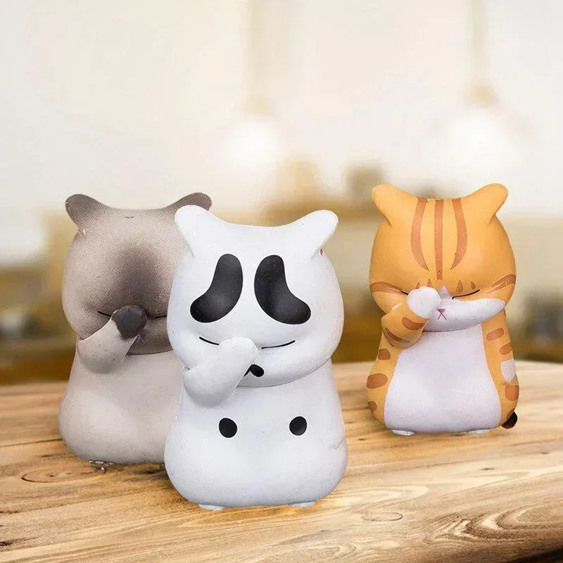 New Pet Cat Cake Decoration Figurine Model Toys Kawaii Distressful Kitten Cats Figure Mini Animals Home Ornament Kid Xmas Gift