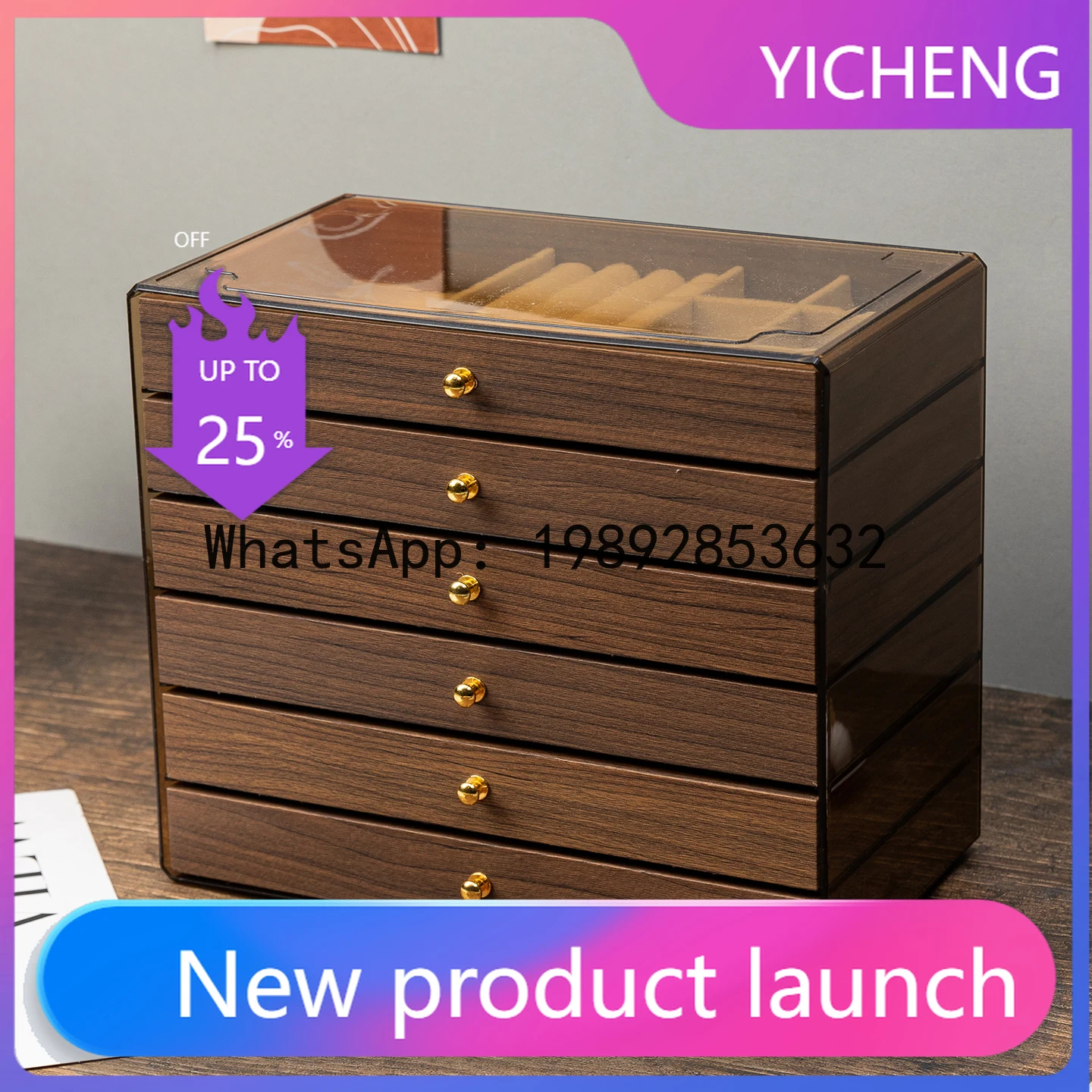 

Yy multi-layer jewelry box walnut wood grain bracelet earring ring storage box exquisite jewelry box