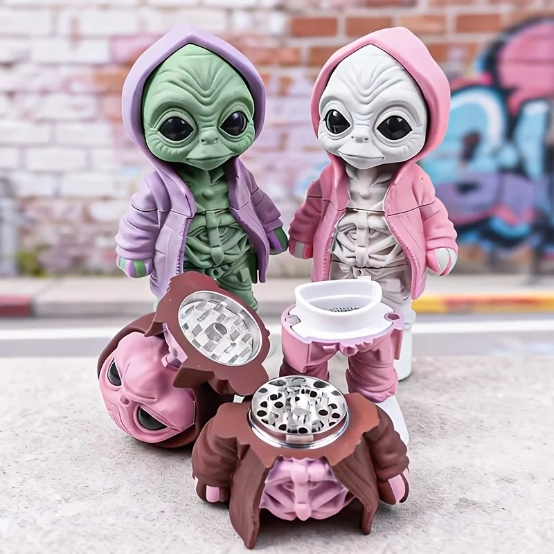 Funny Alien Herb Grinder Spice Grinder for Tea Pepper Portable Cigarette Smoking Accessories Gift for Men Husband Smoker Kitchen