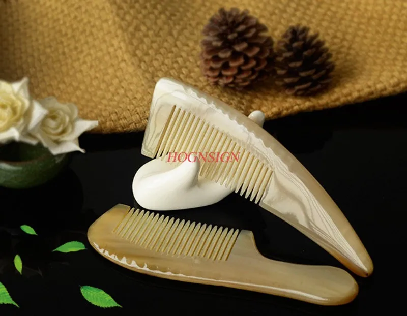 Cow horn comb reduces static electricity Cow horn hair comb smooth handle Yak horn comb