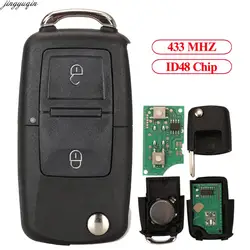 Jingyuqin Control remoto 434MHZ ID48 Chip tranponder llave de coche para VW MK4 Seat Altea Alhambra Ibiza 1J 0959753 CT/DJ/1M 0959753 C 2B