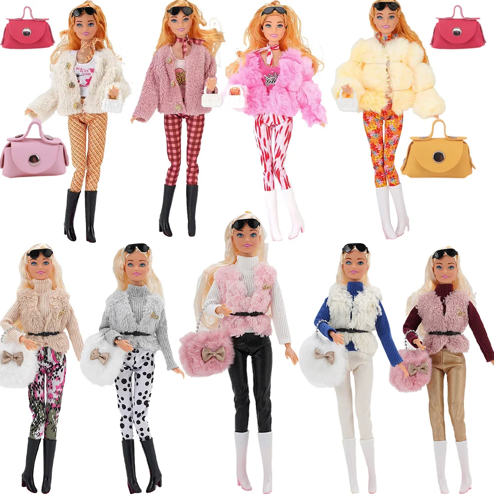 Doll Clothes Accessories&Miniature Items Handbag Shoe Glasses，Barbiees Plush Coats Pants，Toys For Girl For 11.8Inch30Cm Bjd Doll