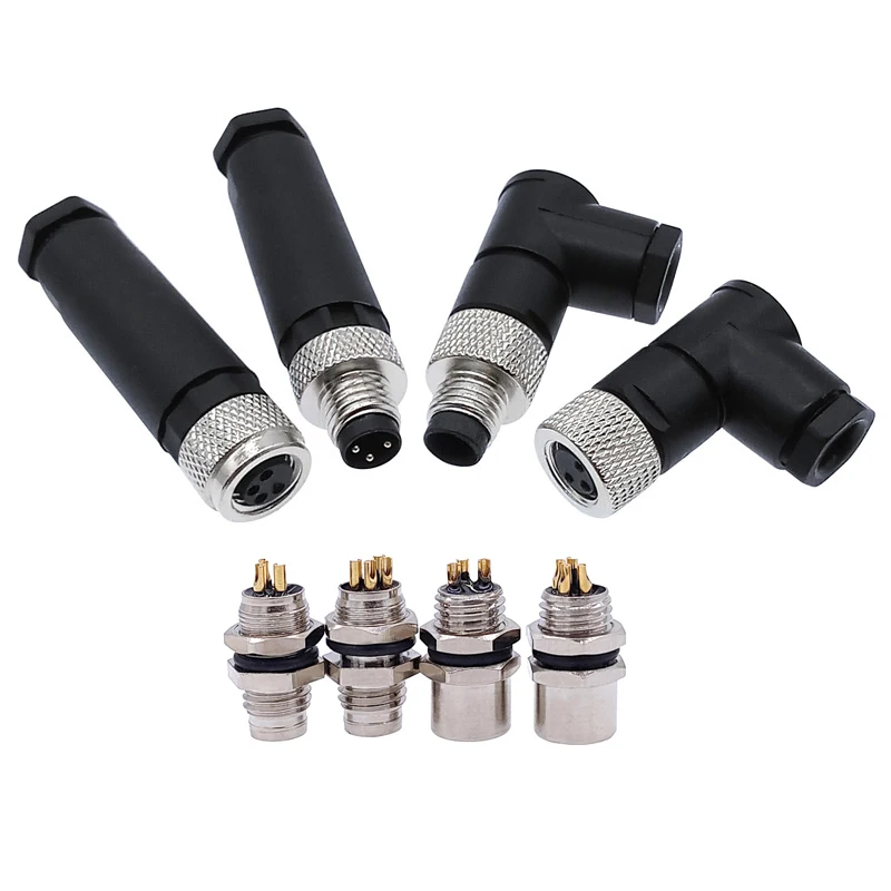 1PC M8 Screw-Type Socket Flange Sensor Connector Male/Female Plug 3/4 Pin Waterproof Straight/Angle Sensor Connector