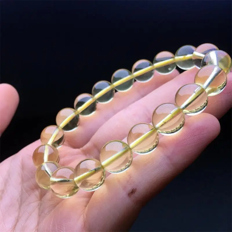 12MM Natural Lemon Citrine Bracelet Strand Healing Fashion Reiki Clear Stone Energy Jewelry For Christmas Gift 1PCS