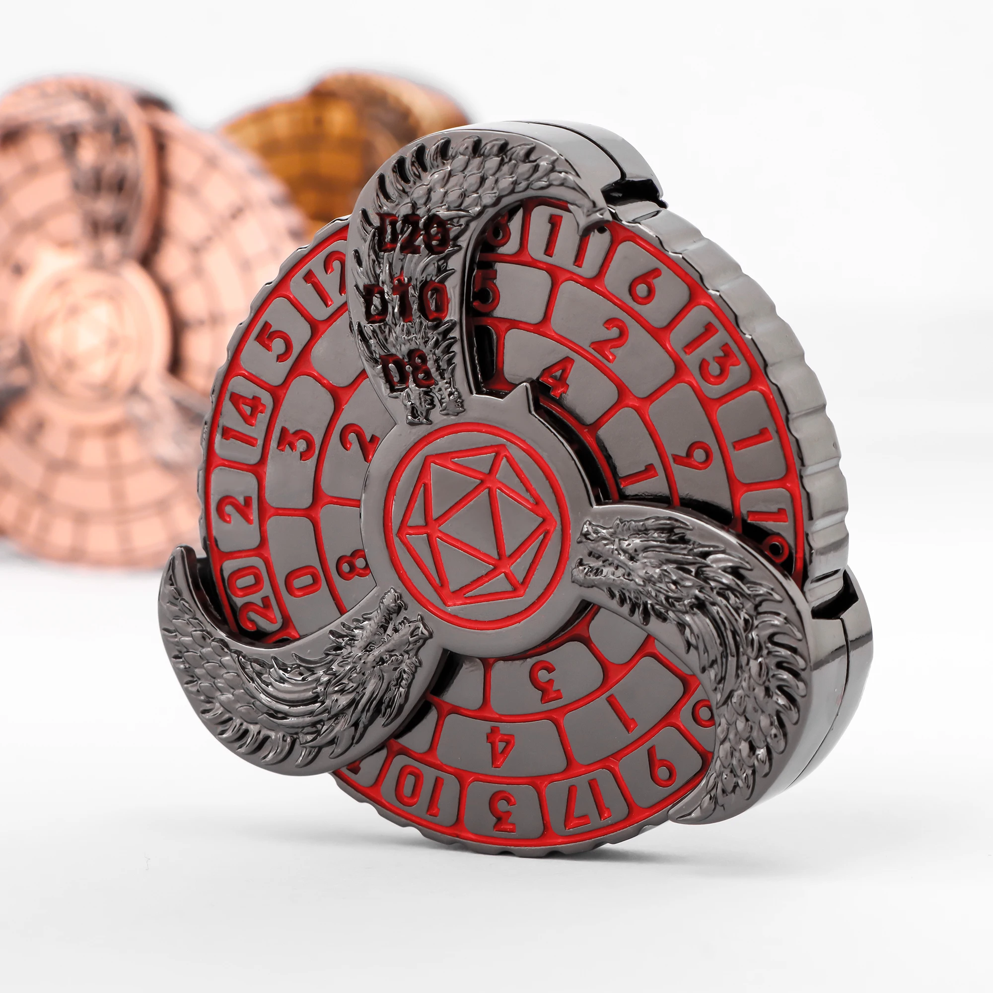 

Кубик-спиннер DND, гироскоп для кончиков пальцев, металлический кубик-спиннер «Летающий дракон» 7-в-1 для набора кубиков D&D, спиннер-рулетка для кубиков D&D, подарки для любителей D&D