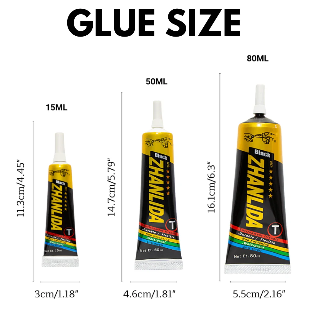 15ML/50ML/80ML Zhanlida T Hard Black Contact Glue Universal Diy Cellphone Repair Leaks Light Glue With Precision Applicator Tip