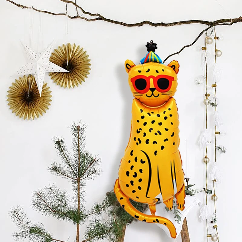 2 Stück riesige Aluminiumfolienballons mit Leopardenmuster, geeignet für Partys mit Dschungeltier-Motiv und zur Dekoration von Kindergeburtstagen. – Detail 4