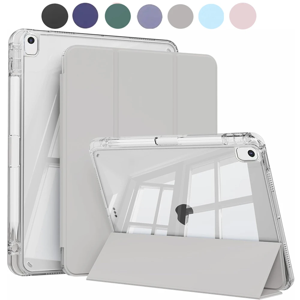 حافظة لجهاز iPad 10.2 2019 2020 2021 7th 8th 9th gen مع حامل قلم رصاص وظهر شفاف صلب وإطار ناعم مقاوم للصدمات من مادة TPU #1