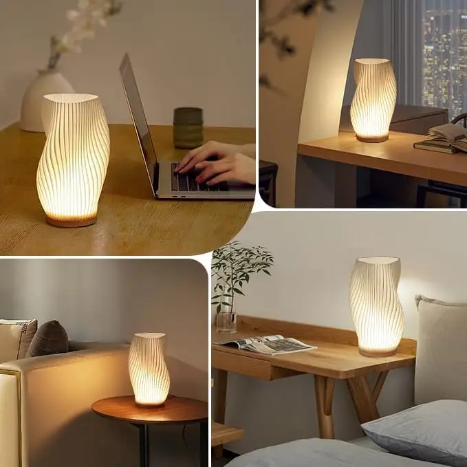 3D Desk Lamp Pleated Bedroom Bedside Lamp 3 Levels Dimmable Desk Lights LED Night Light Coffee Shop Card Seat Atmosphere Lamp