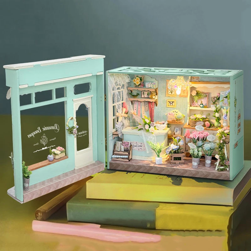 DIY Wooden Miniature Model Kits Dreams of Flowers Cottage 3D Puzzle Dollhouse With Furniture Light for Friends Birthday Gifts