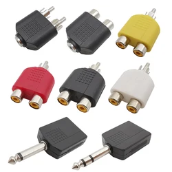 3.5mm Male Jack to Dual 2 RCA Female Plug Headphone Audio Adapter Converter 6.35mm 1/4 inch Mono Stereo Y Splitter