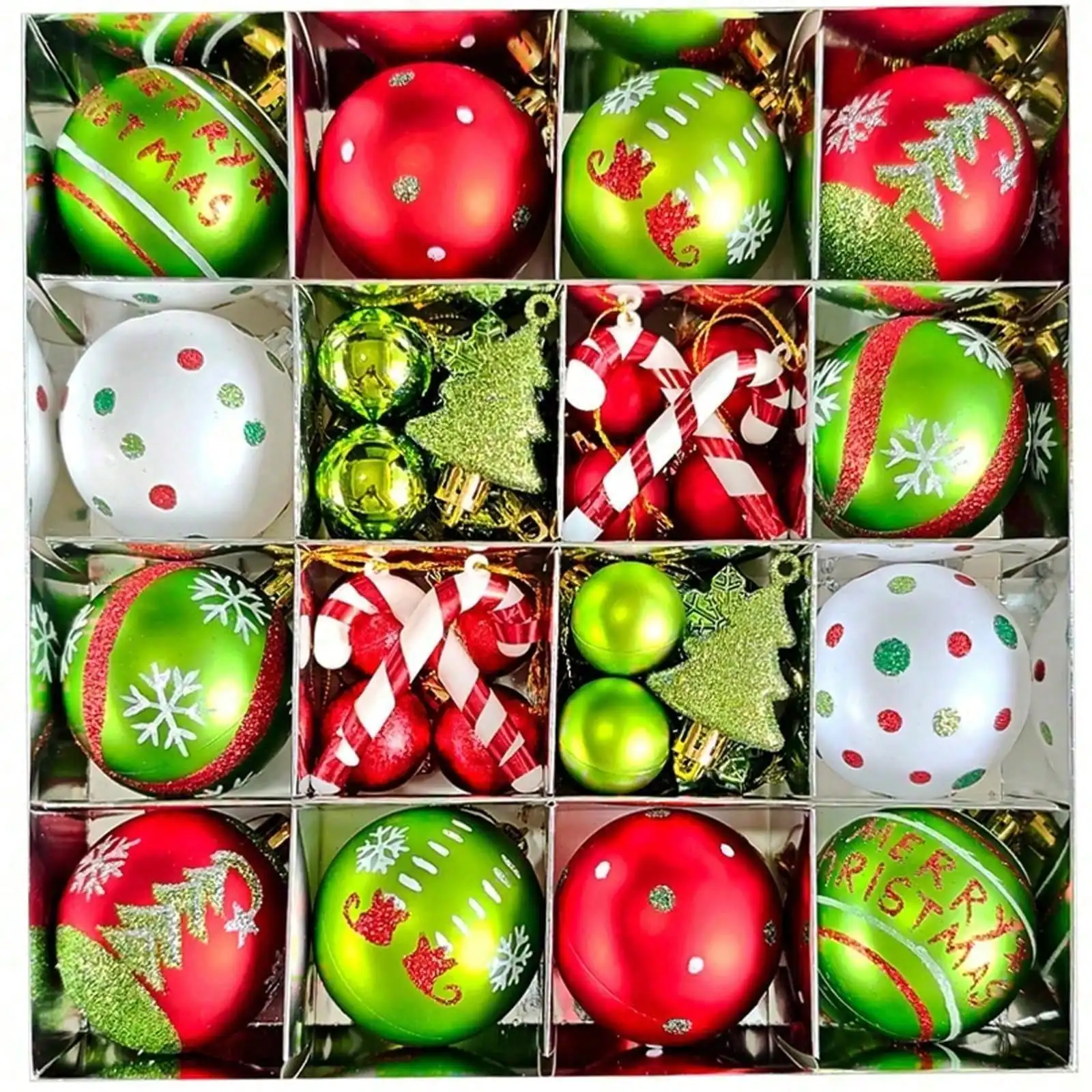 46 Pcs Christmas Ornaments, Christmas Tree Ornaments,(Christmas Decor,Christmas Decorations For Home)Christmas Tree Decoration Ornaments Xmas Ball For Xmas Holiday Wreath Garland, Red And Green