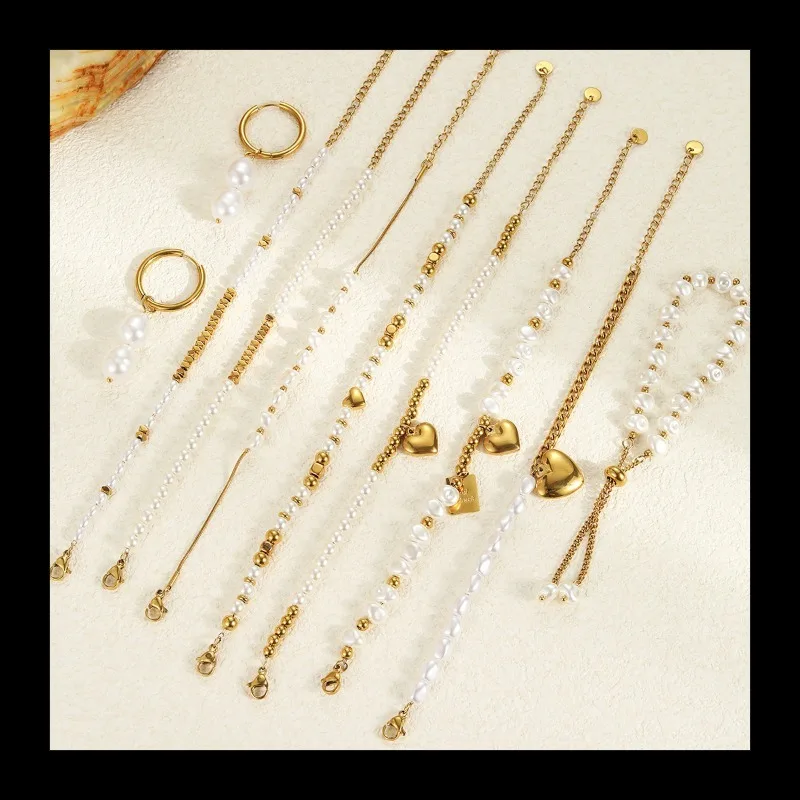 أساور لؤلؤ مقلدة أنيقة وأنيقة على شكل خاص من الباروك، مكدسة بمجوهرات رائعة #2