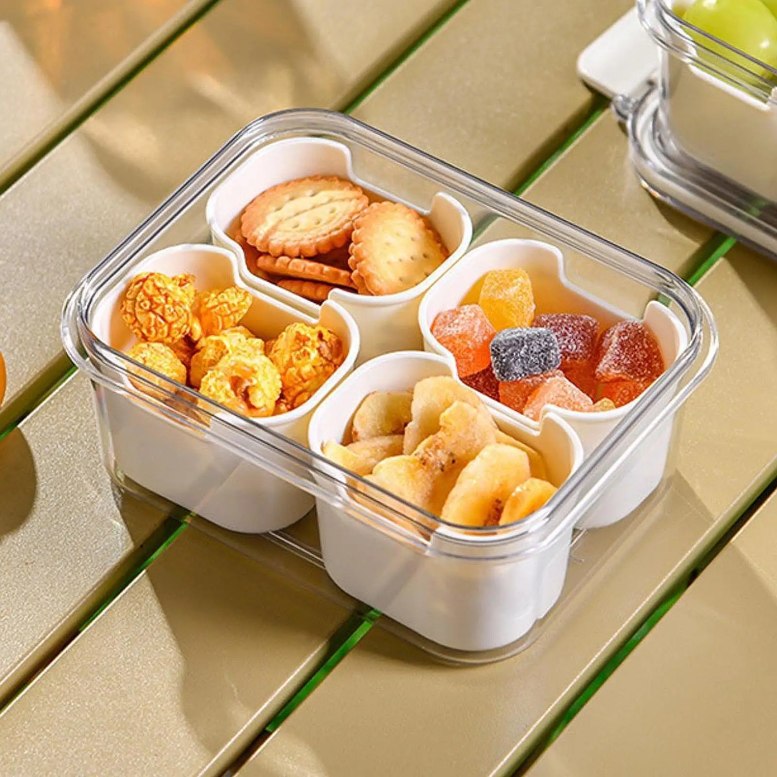 Divided Serving Tray with Lid Multipurpose Compartment Box Cookies Popcorn